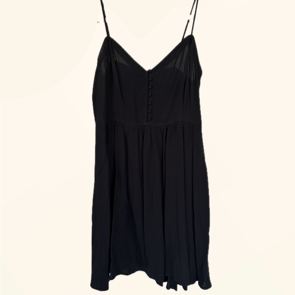 Express Mini Black Spaghetti Strap Dress with pockets!